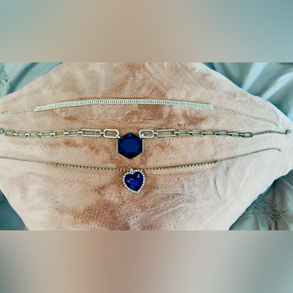 Elegant Fashion Silver and Blue Necklace Set
